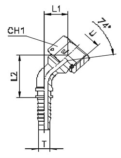 Фитинг DN 10 JIC (Г) 7/8 (45) (штифтованная гайка) 802309